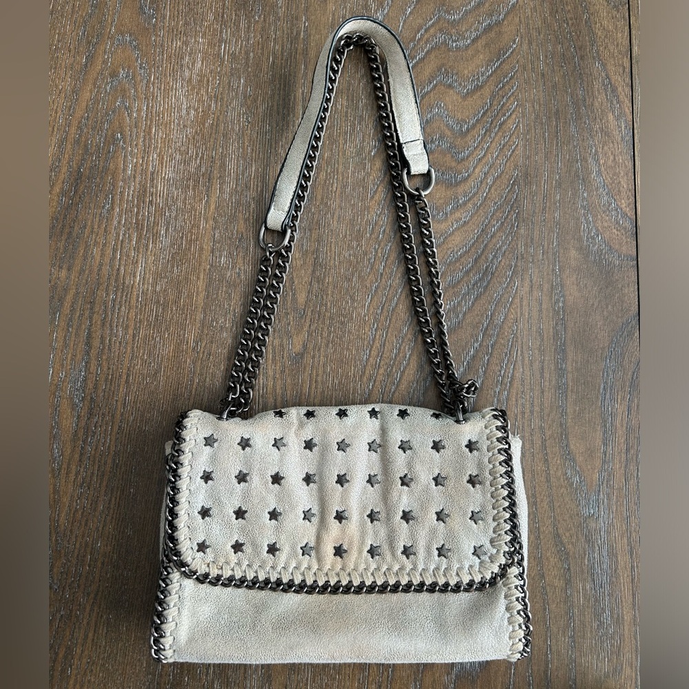 Leather studded chain purse